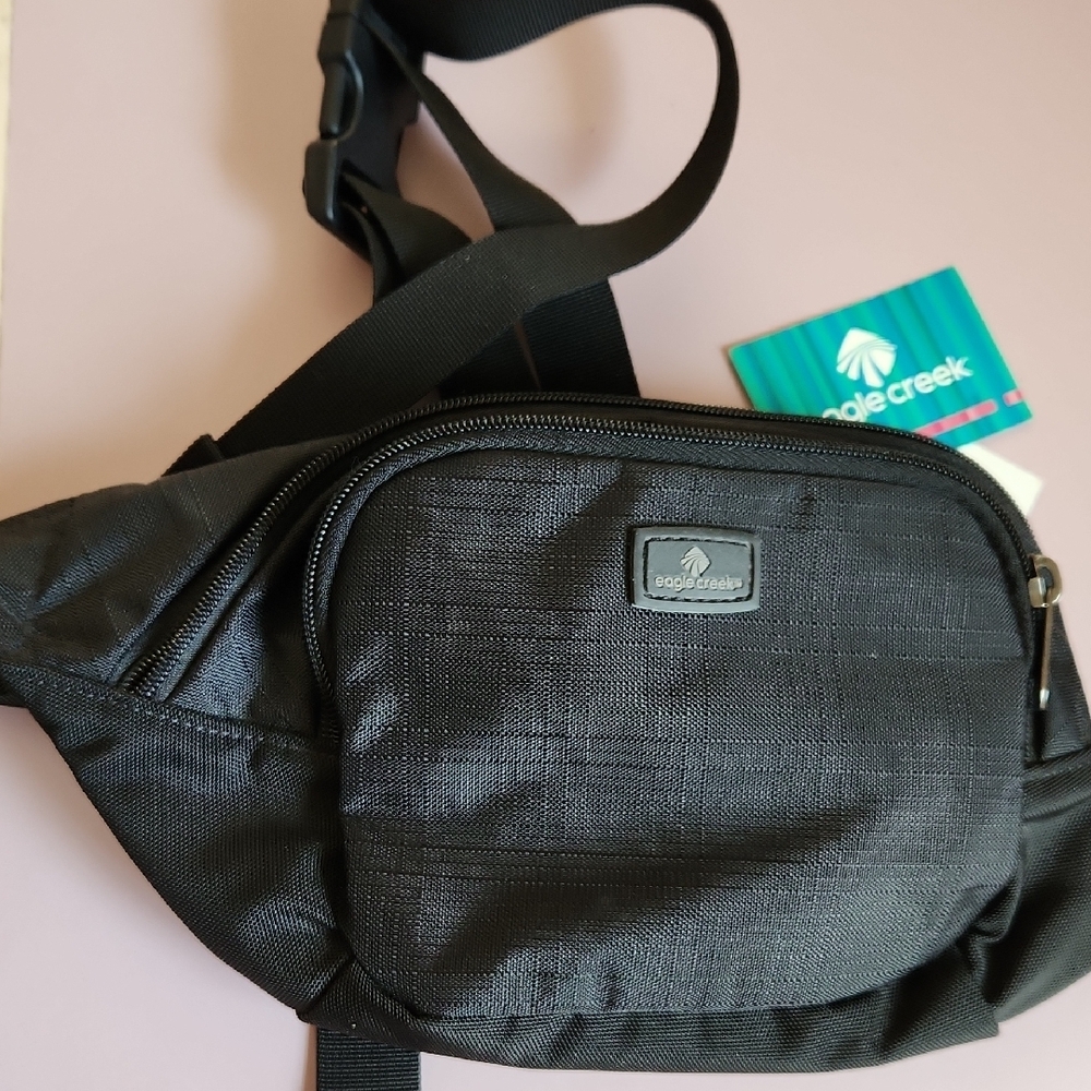 Black Belt Bag with Textured Design